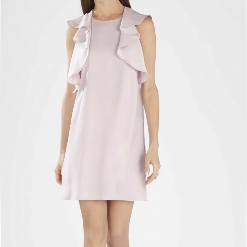 BCBGMAXAZRIA Jenni mini racer back dress with ruffle detail. Size medium - Picture 4 of 7